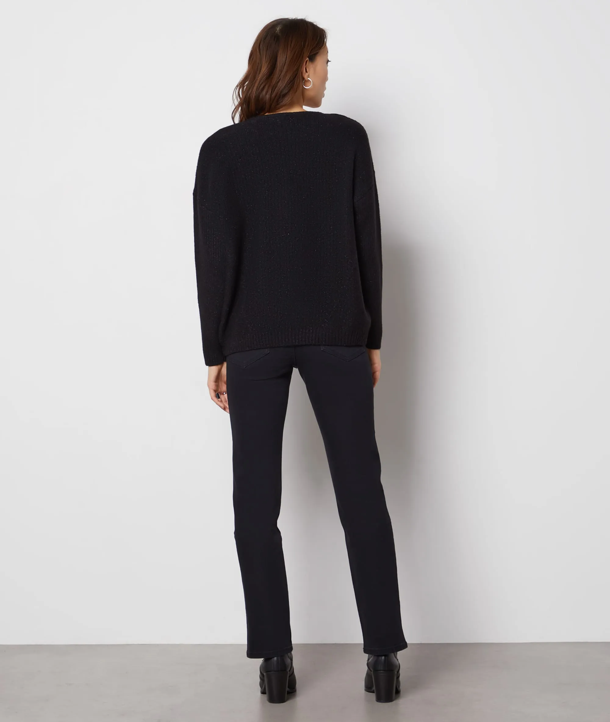 PULL COL V PAILLETé PAULIE NOIR  ETAM