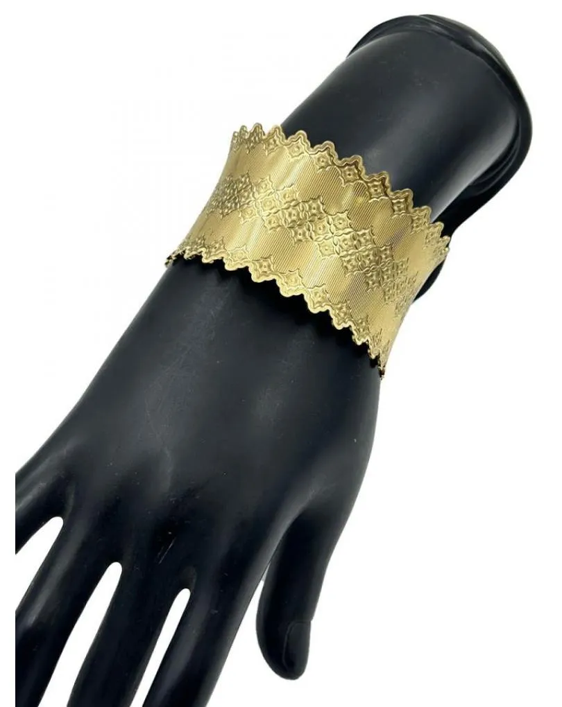 PULSERAS ANCHAS DORADAS BRAZALETE AJUSTABLE CON GRABADO