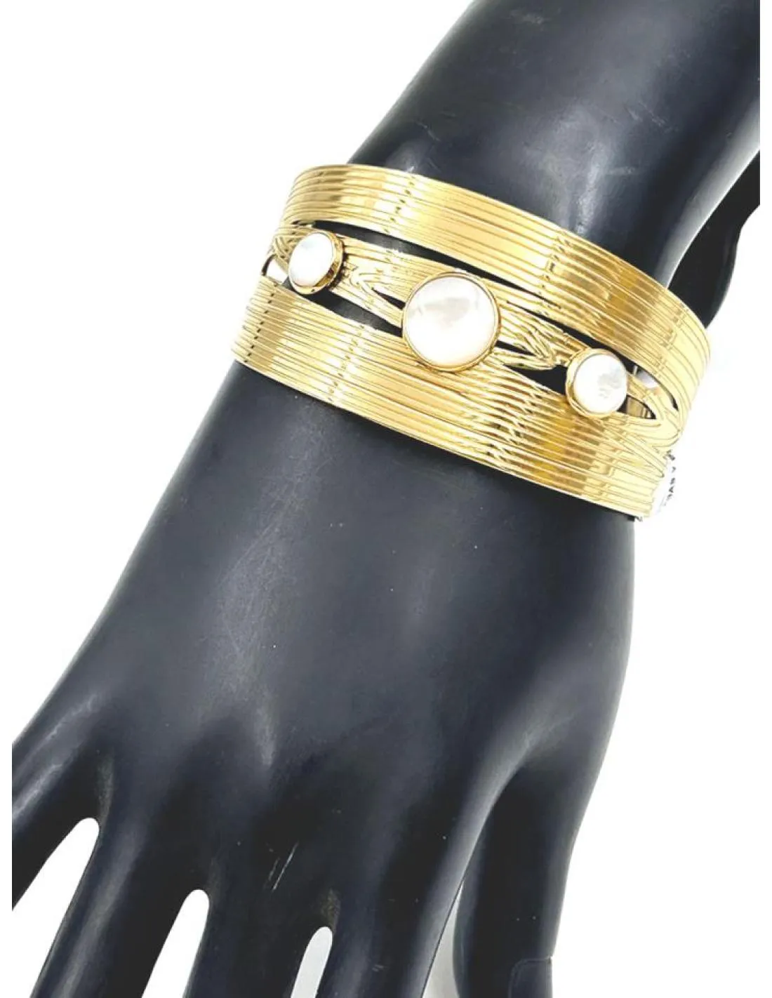 PULSERAS ANCHAS DORADAS Y BLANCAS PARA INVITADAS