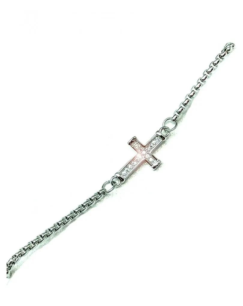 PULSERAS DE BISUTERIA CON CRUZ EN ACERO