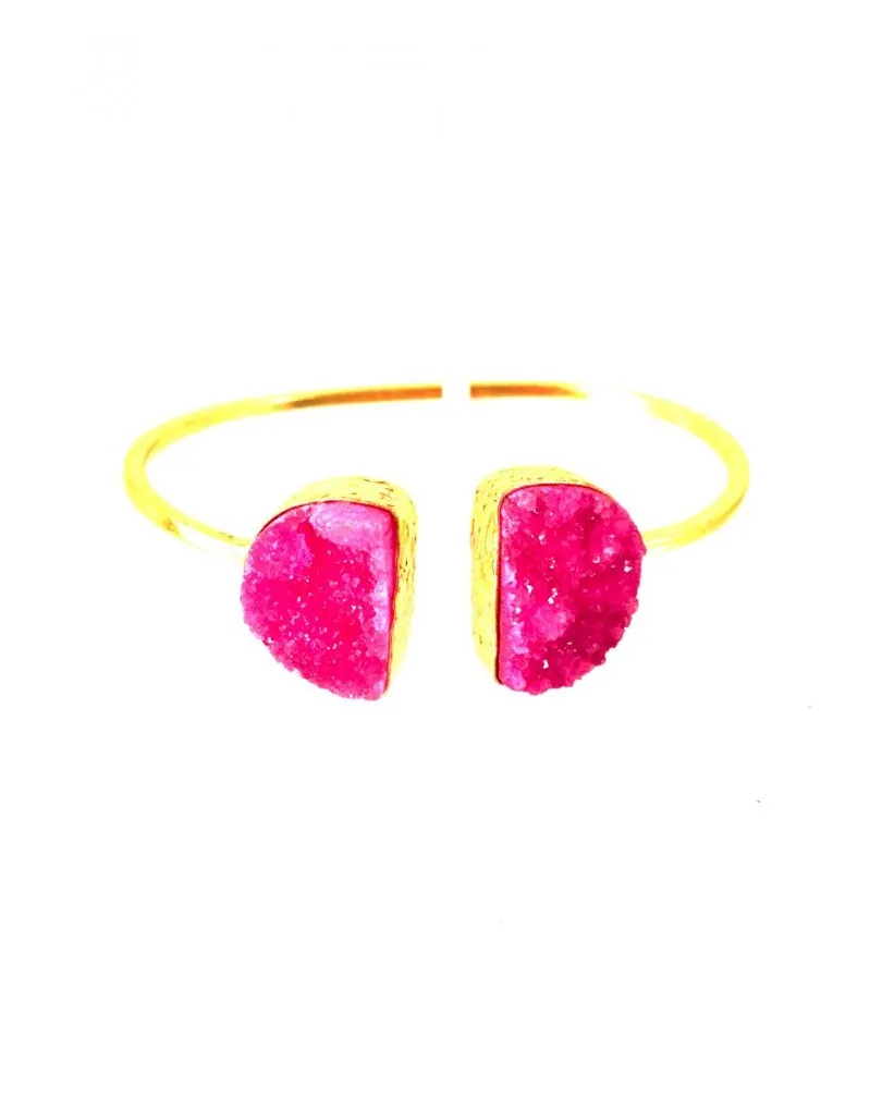 PULSERAS DE BISUTERIA CON PIEDRA DRUSA FUCSIA