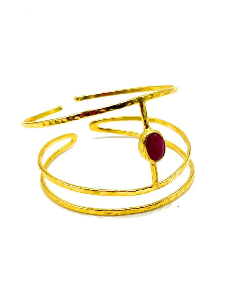 PULSERAS DORADAS DISEÑO ACTUAL CON PIEDRA NATURAL
