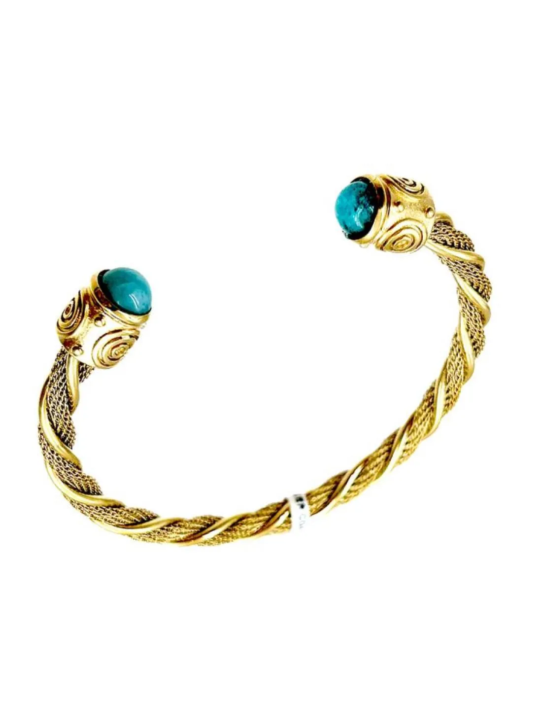 PULSERAS DORADAS PARA MUJER CON PIEDRAS AZULES