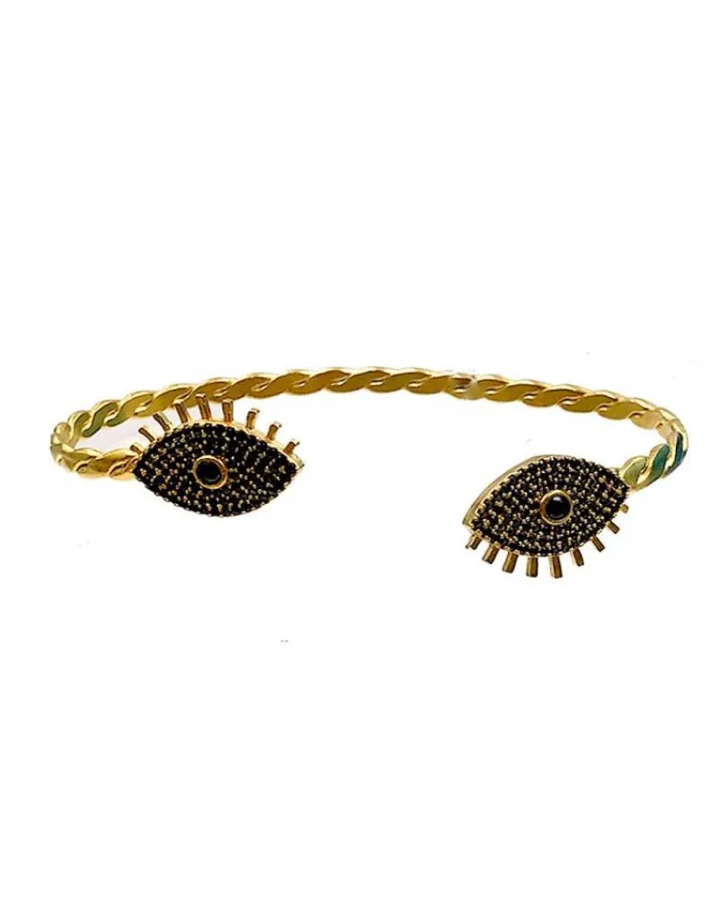 PULSERAS DORADAS Y NEGRAS CON OJO TURCO DE LA SUERTE