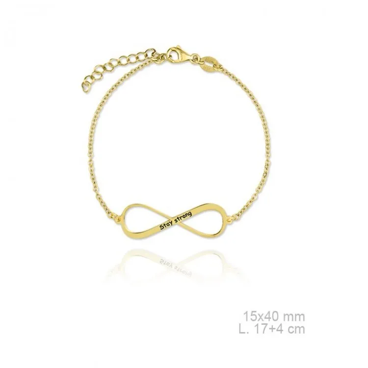 Pulseras infinito plata de ley  grabadas bañadas en oro