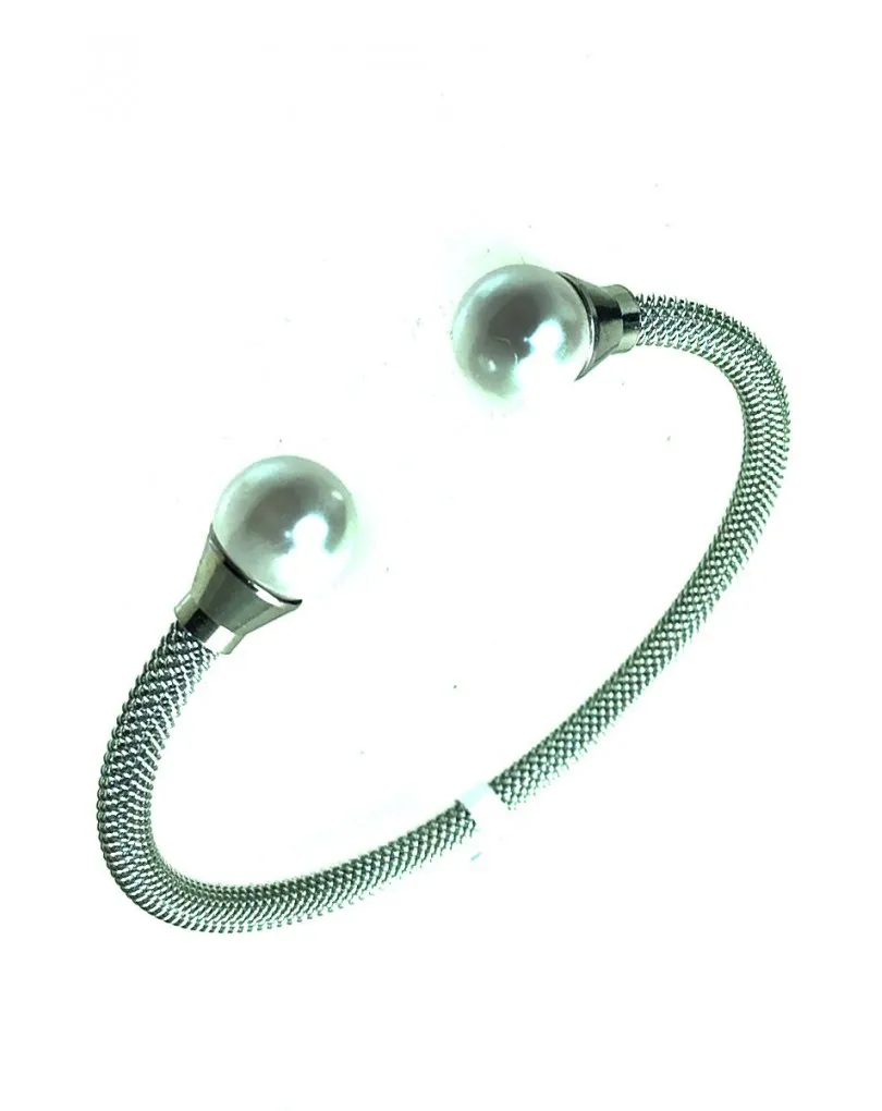 PULSERAS MUJER ACERO Y PERLAS ULTIMAS TENDENCIAS
