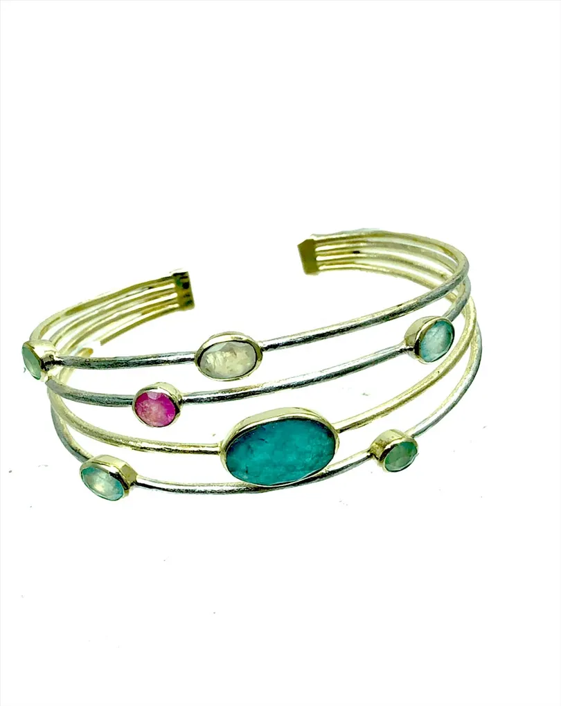 PULSERAS MUJER RODIO SEMIRIGIDA CON AZUL COMBINADO