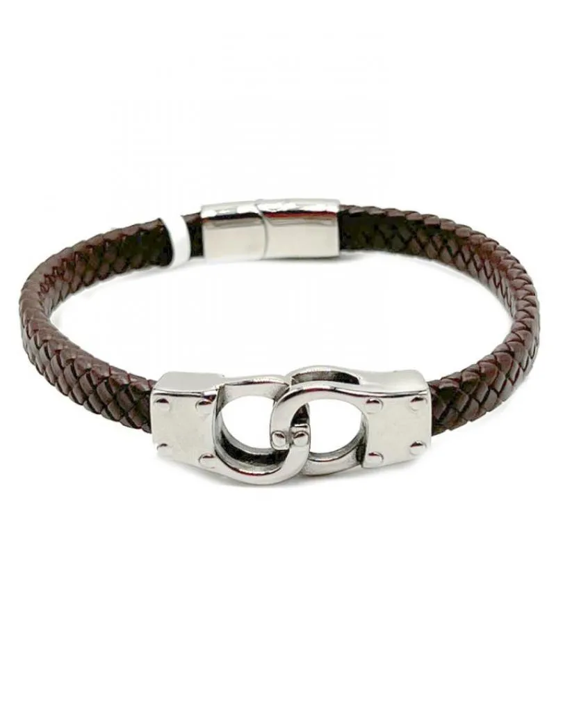 PULSERAS PARA HOMBRE MARRONES DECORADAS CON ESPOSAS