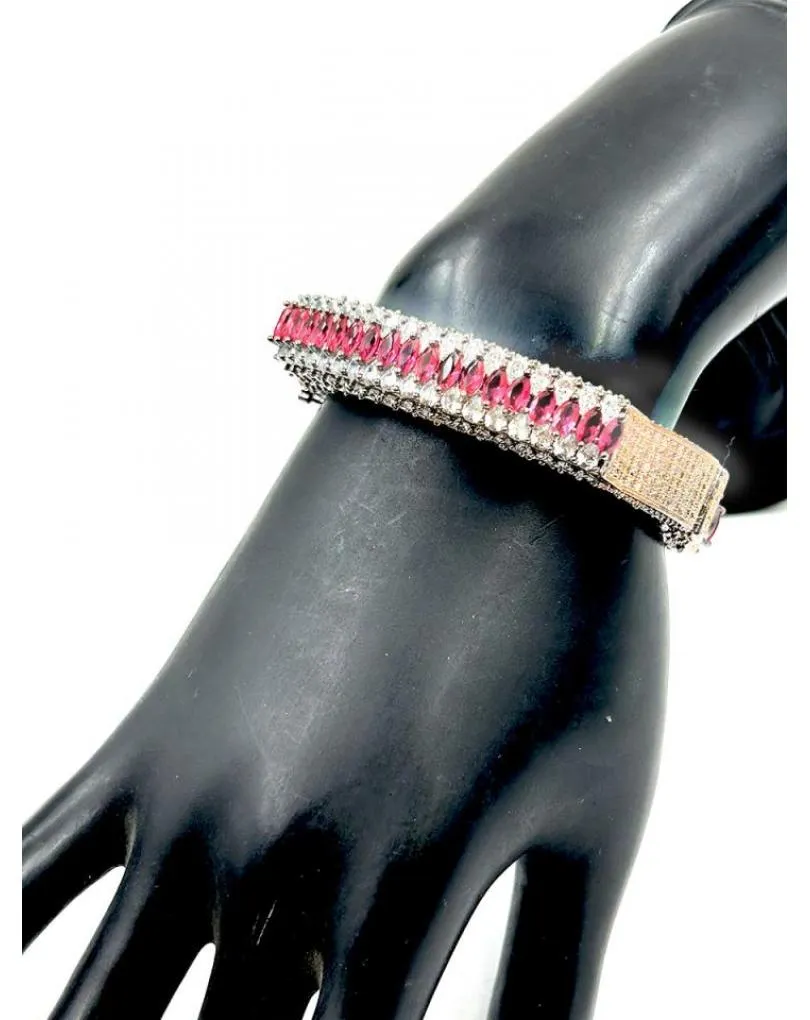 PULSERAS ROSAS CON CIRCONITAS ESPECTACULAR BRAZALETE ANTIGUO