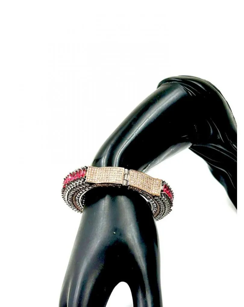 PULSERAS ROSAS CON CIRCONITAS ESPECTACULAR BRAZALETE ANTIGUO