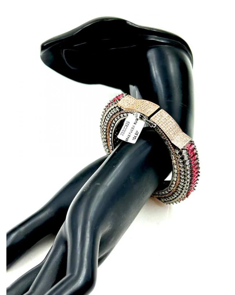 PULSERAS ROSAS CON CIRCONITAS ESPECTACULAR BRAZALETE ANTIGUO