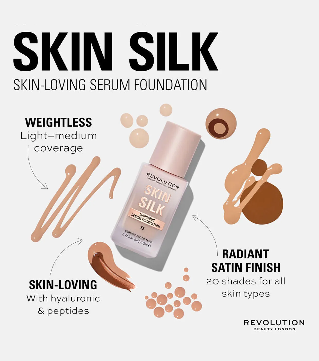 REVOLUTION  BASE DE MAQUILLAJE SKIN SILK SERUM FOUNDATION  F4