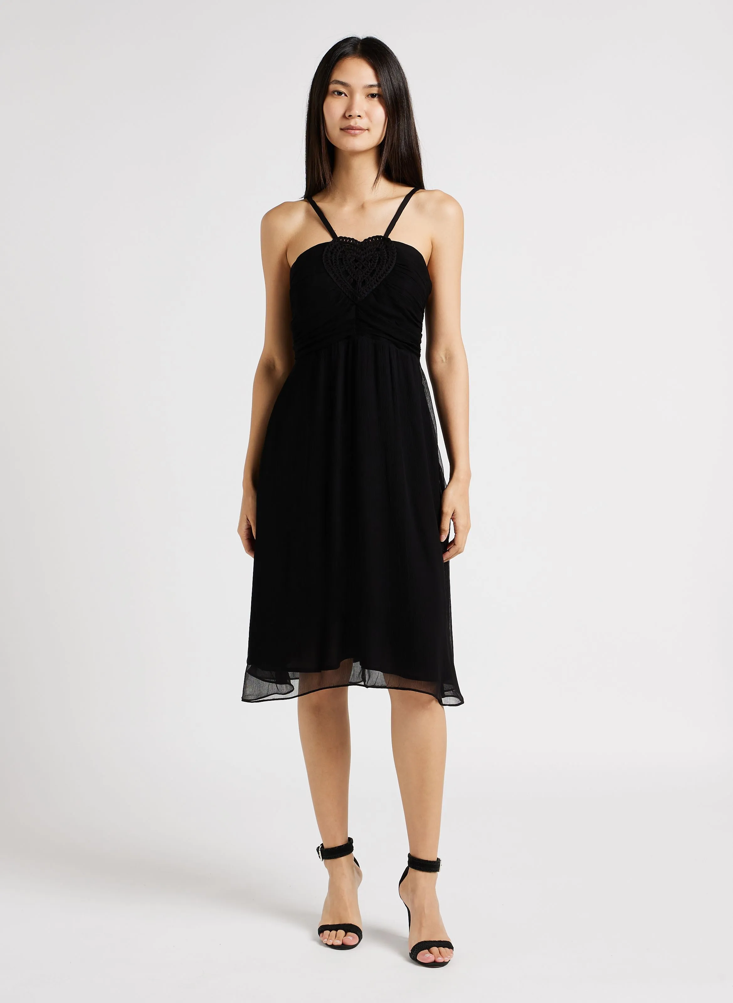RIBA  VESTIDO MIDI RECTO EN NEGRO
