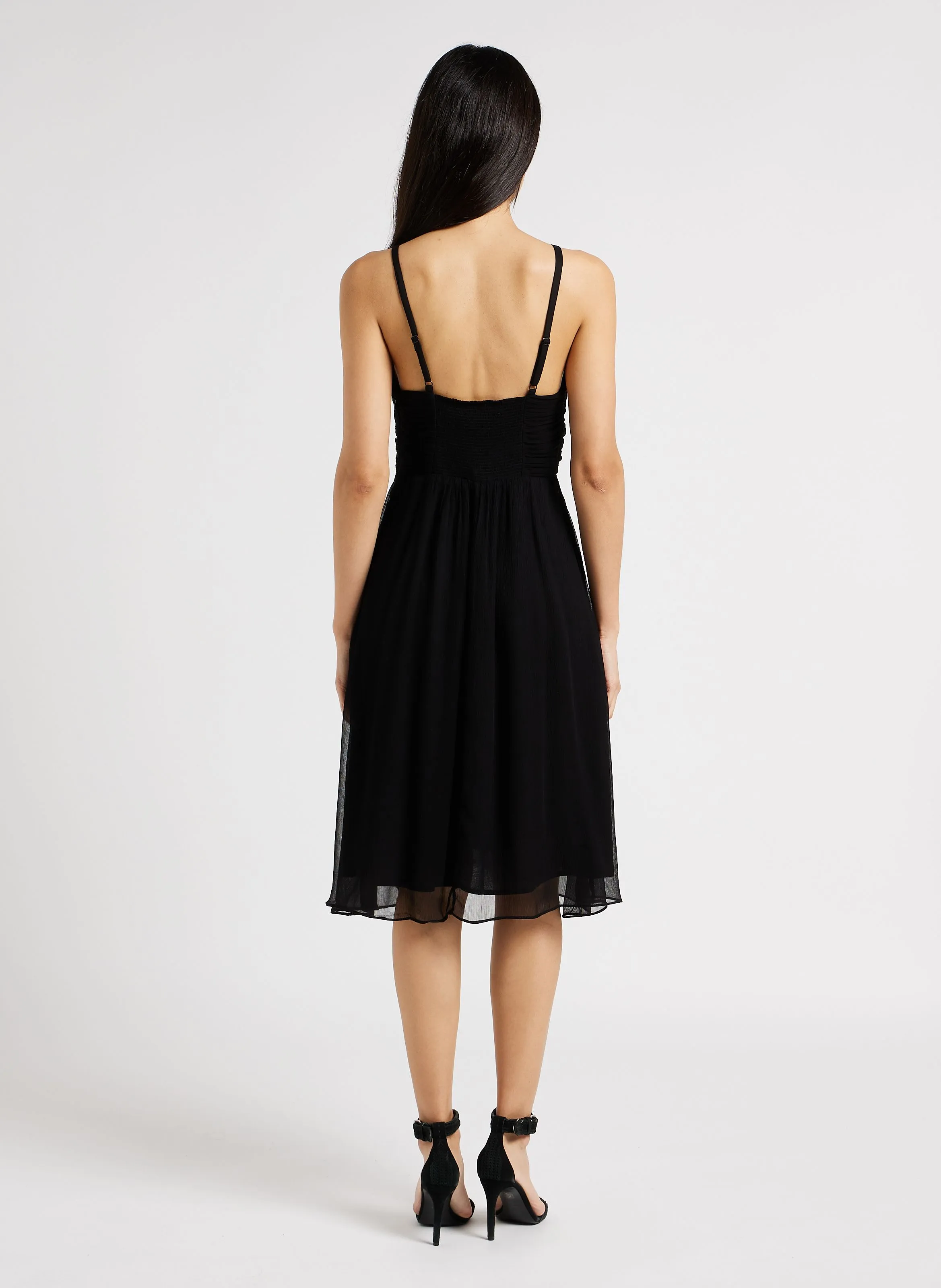 RIBA  VESTIDO MIDI RECTO EN NEGRO