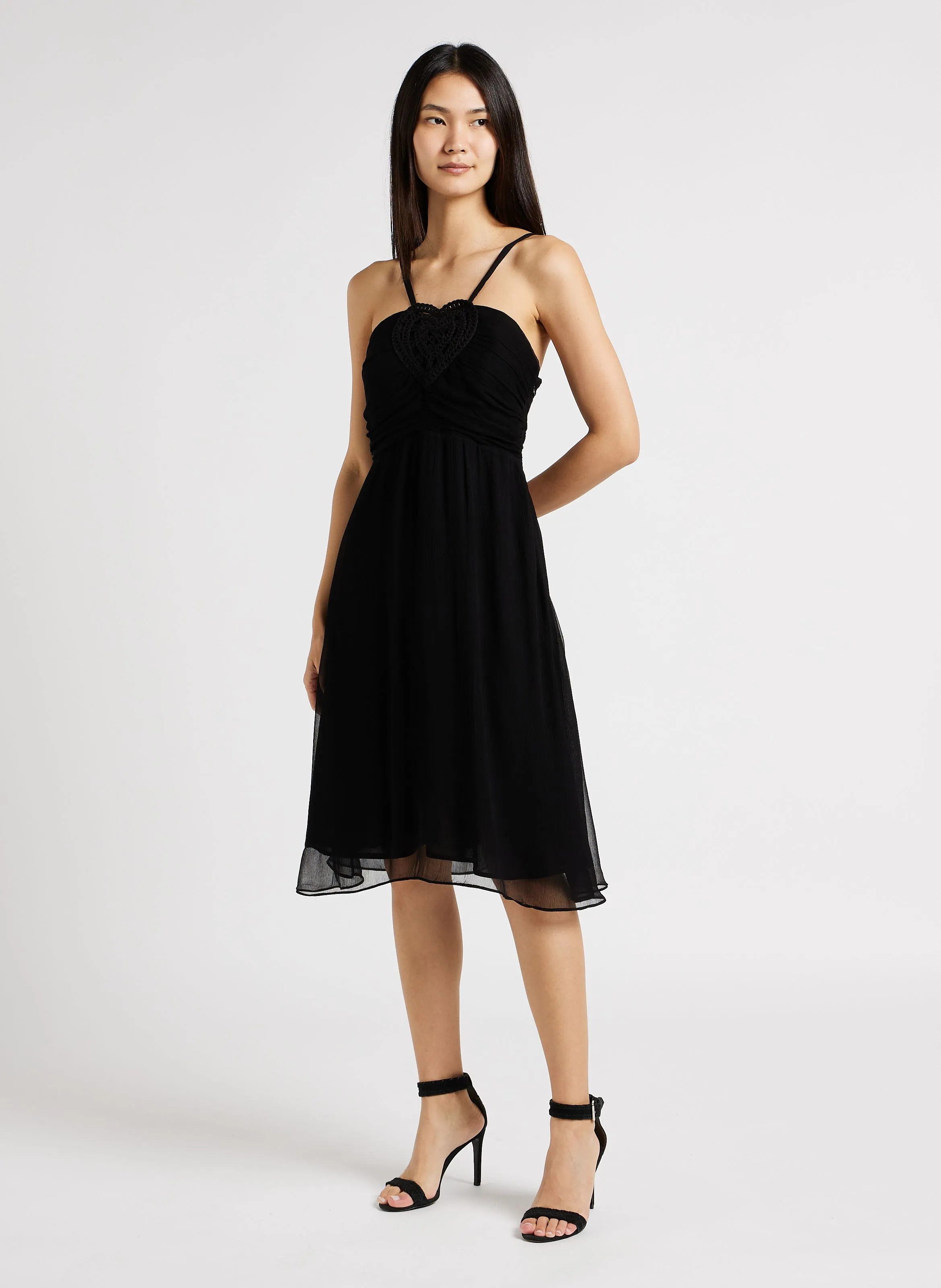 RIBA  VESTIDO MIDI RECTO EN NEGRO