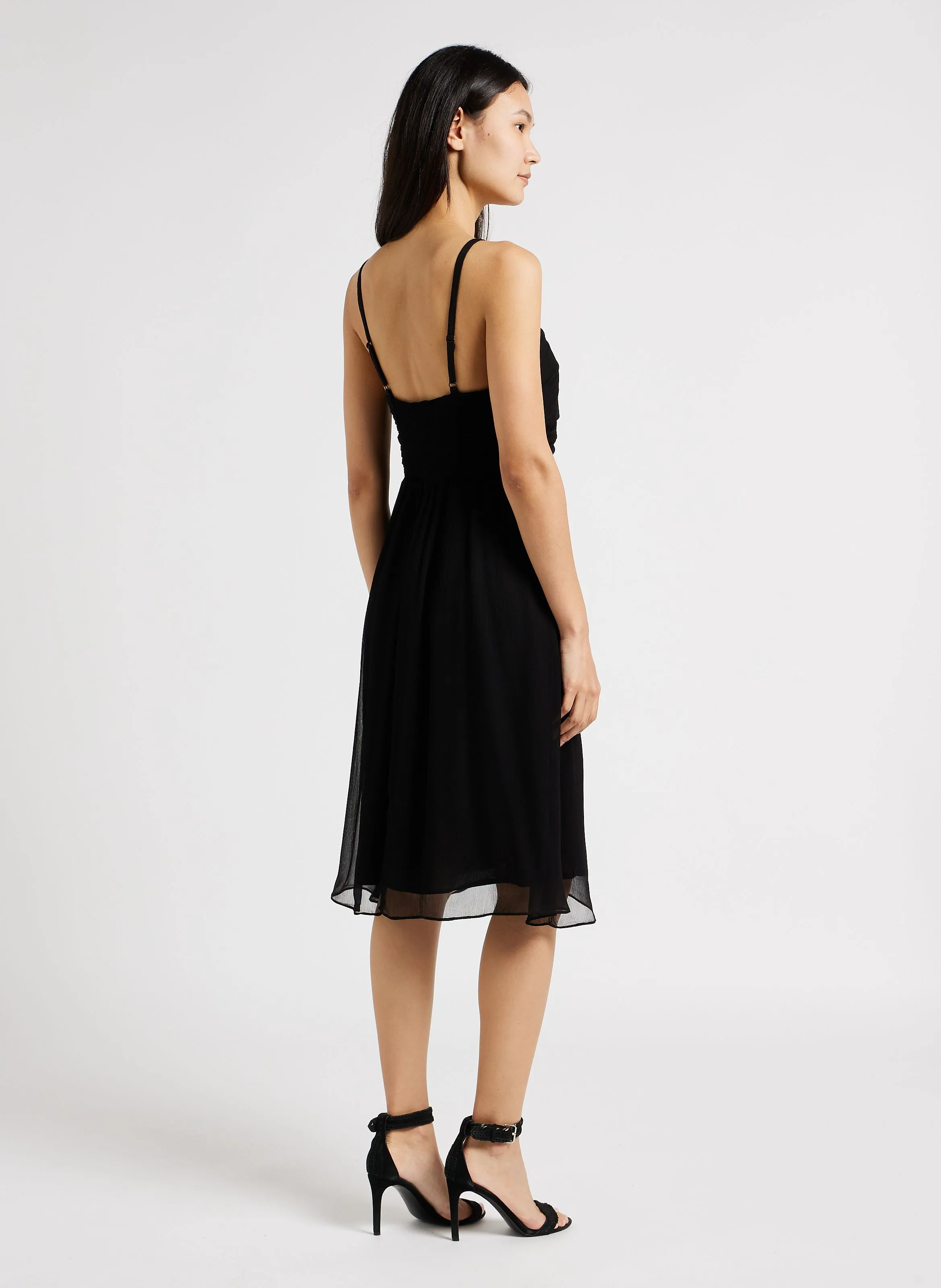 RIBA  VESTIDO MIDI RECTO EN NEGRO