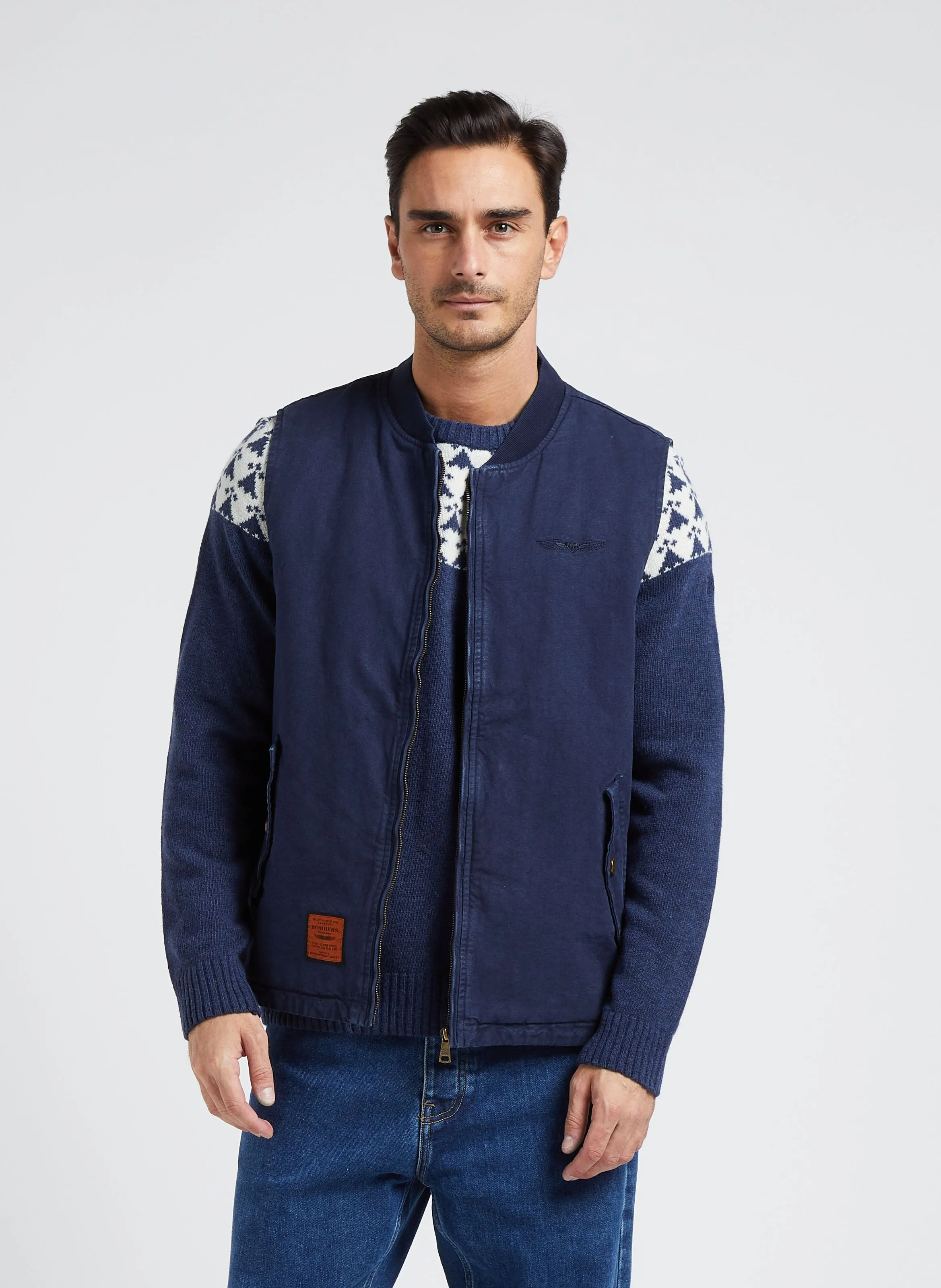 ROBSON  CHAQUETA DE ALGODóN CON CUELLO REDONDO EN AZUL