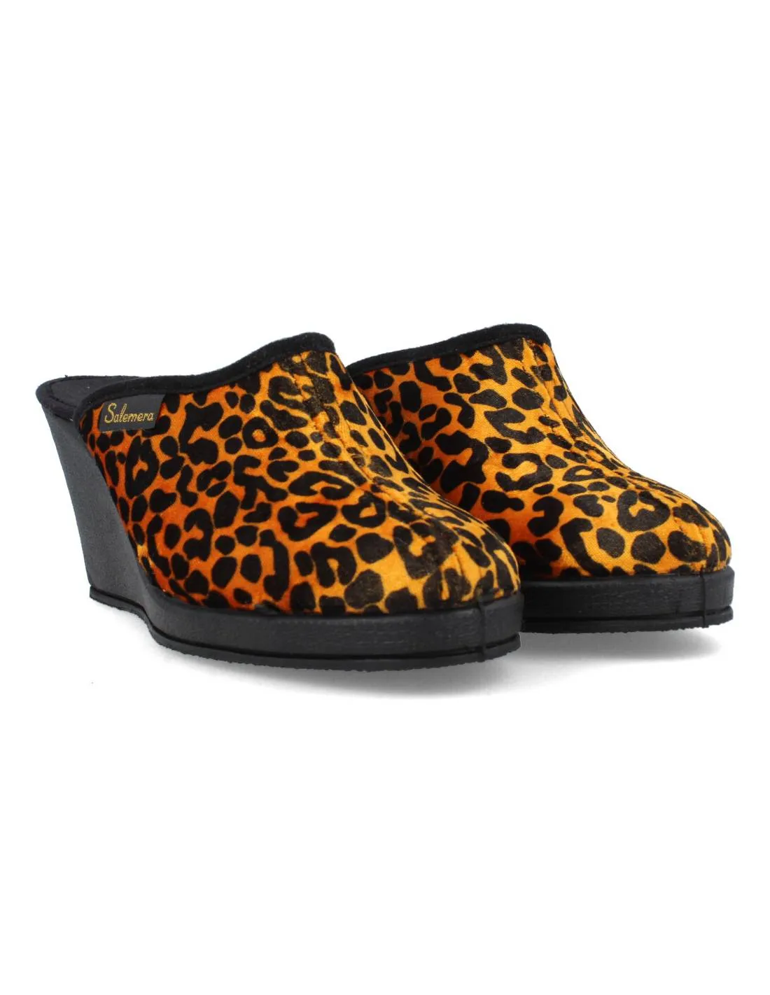 SALEMERA  ZAPATILLAS CASA MAXI CUñA LEOPARDO GOLD
