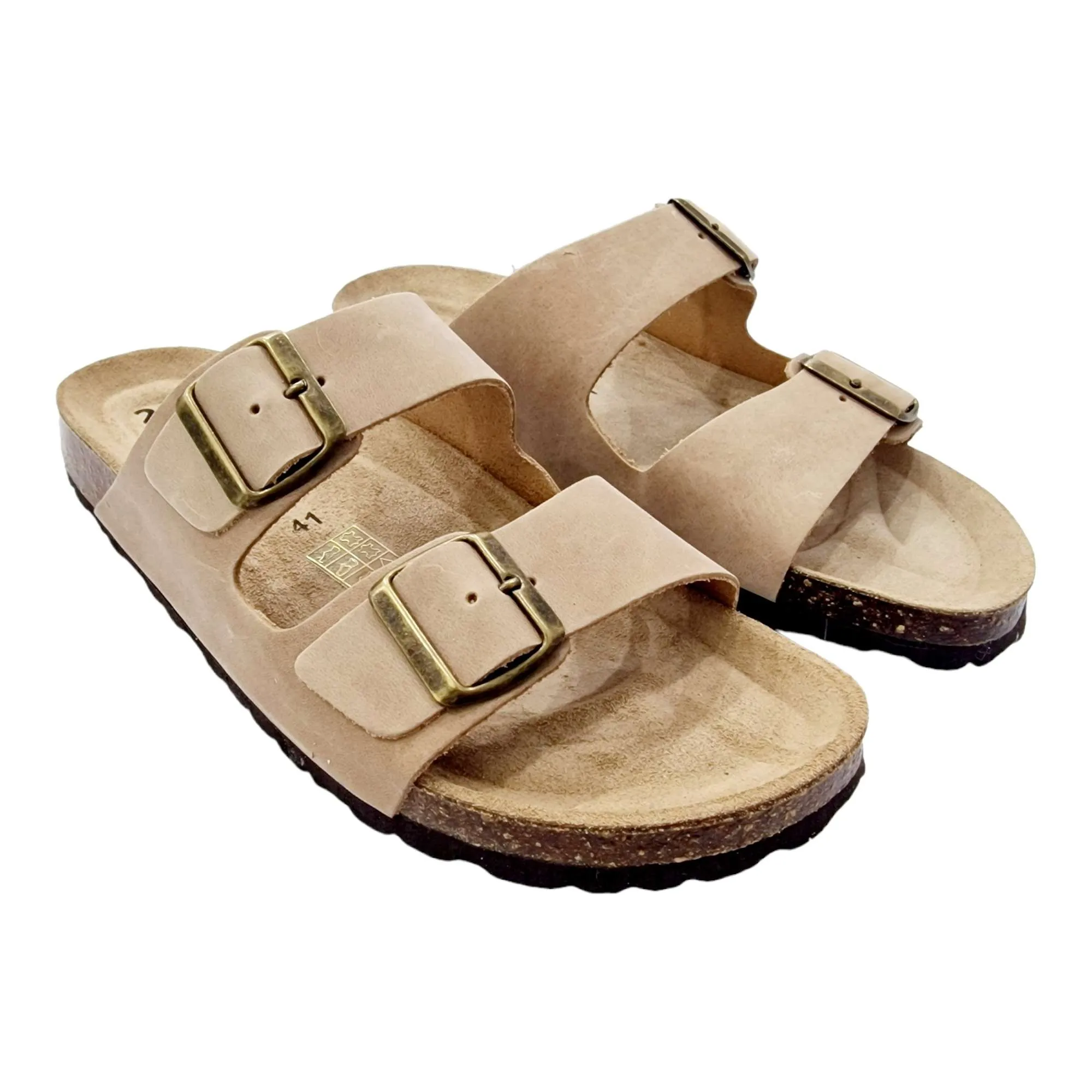 SANDALIA HOMBRE BIO 2 HEBILLAS BEIGE