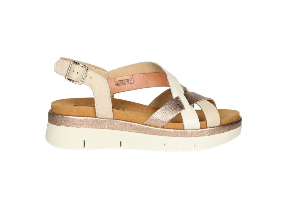 SANDALIA PIEL BEIGE TIRAS ENTRECRUZADAS CHAMPAGNECUEROBEIGE