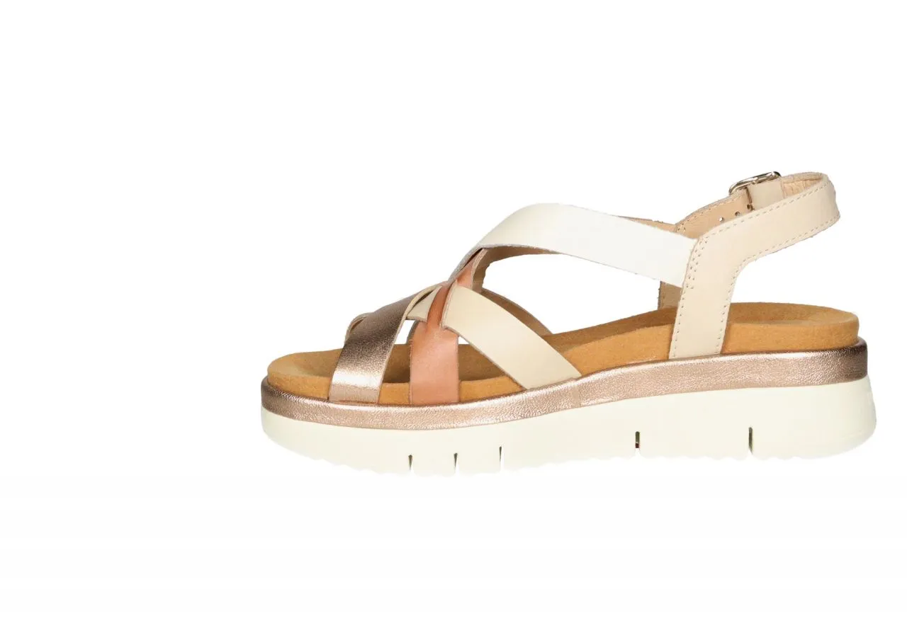 SANDALIA PIEL BEIGE TIRAS ENTRECRUZADAS CHAMPAGNECUEROBEIGE