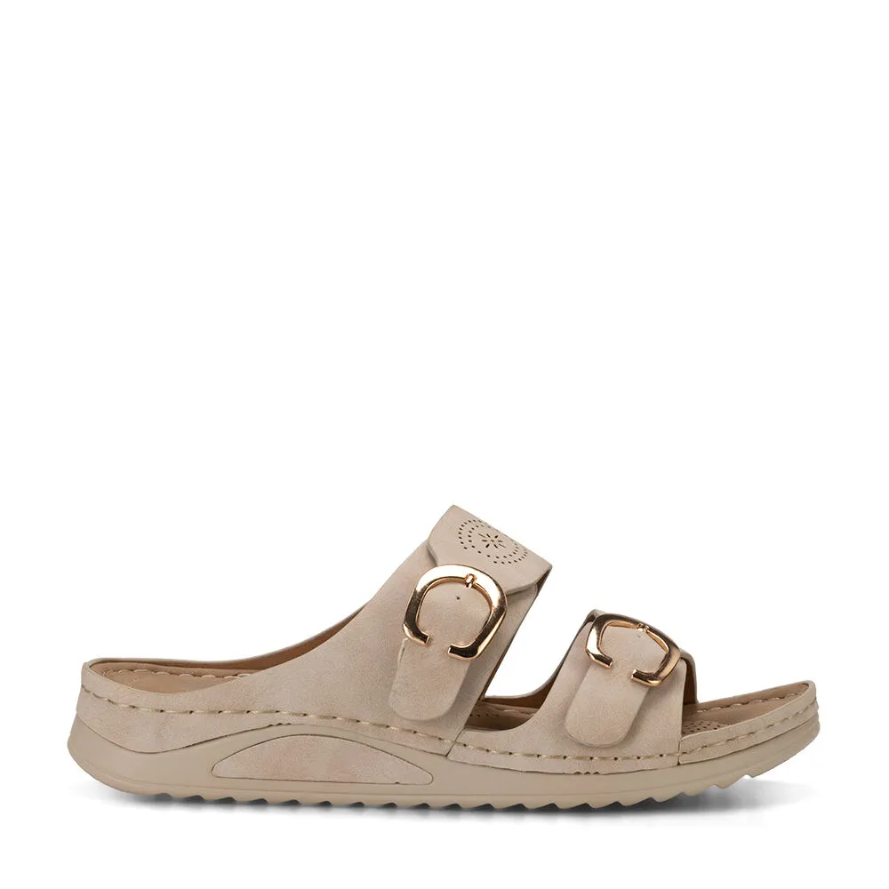 Sandalia Plana Beige Casual Jn31 Weide