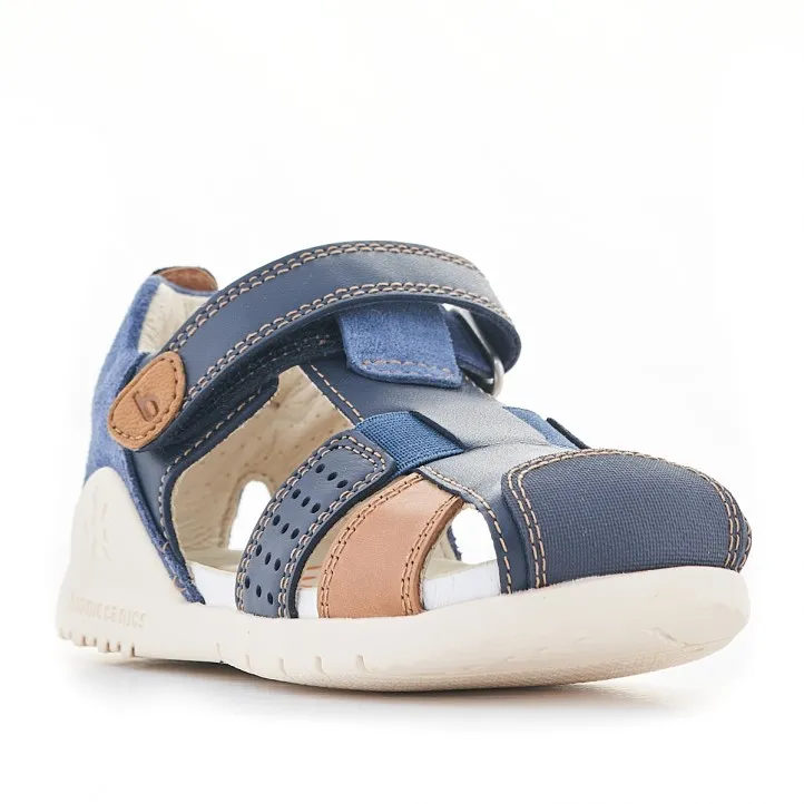 Sandalias abotinadas Biomecanics azules y detalles en cuero