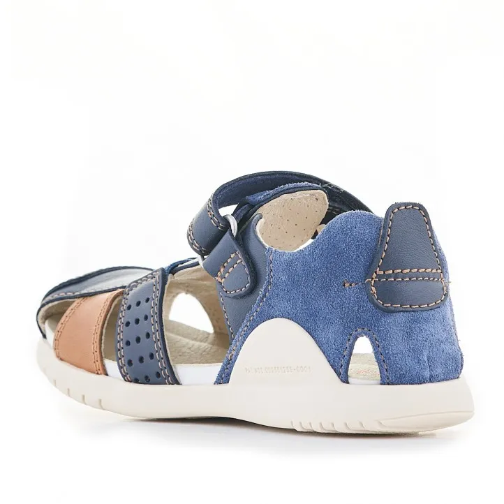 Sandalias abotinadas Biomecanics azules y detalles en cuero