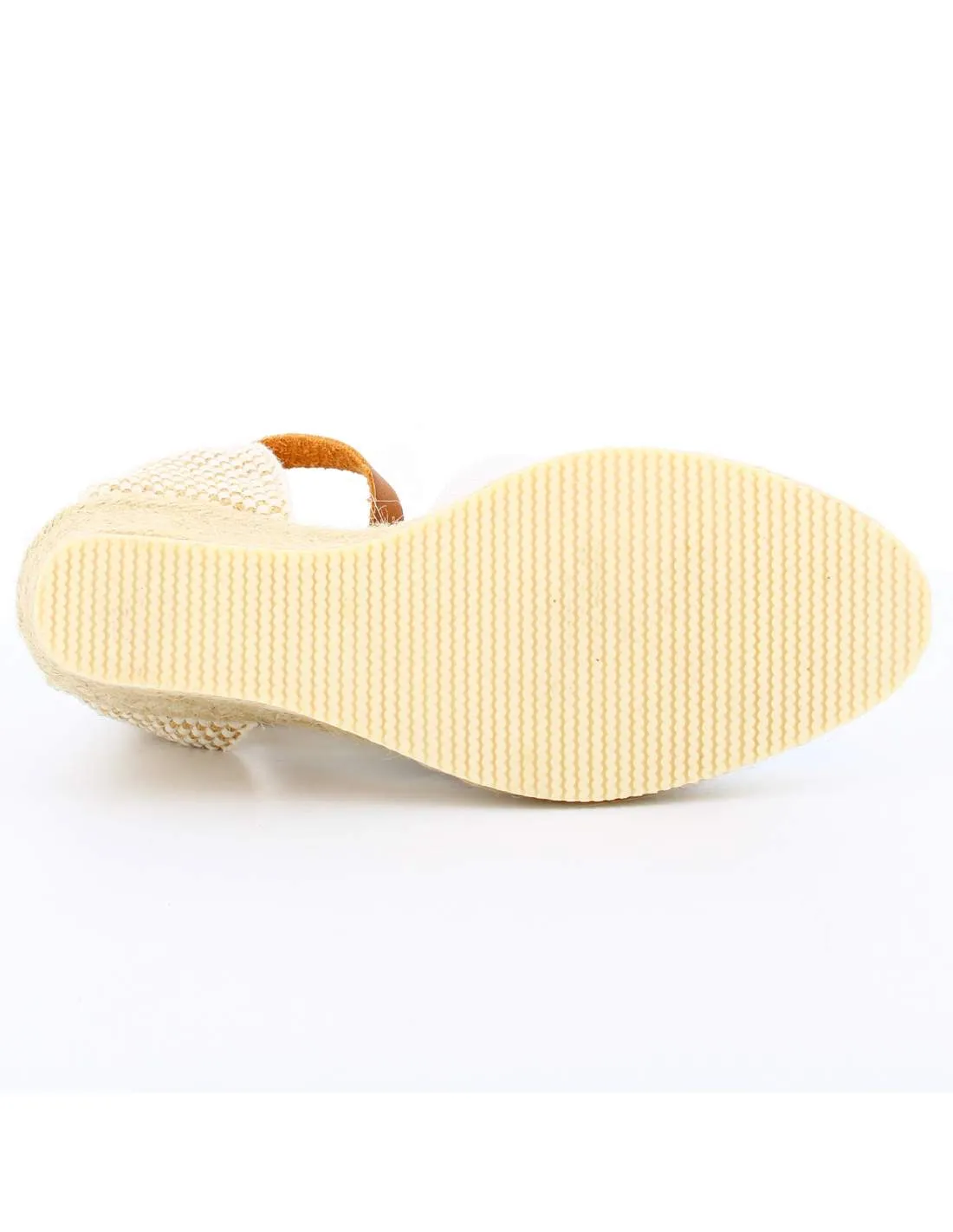 Sandalias Cuña Flores Beige