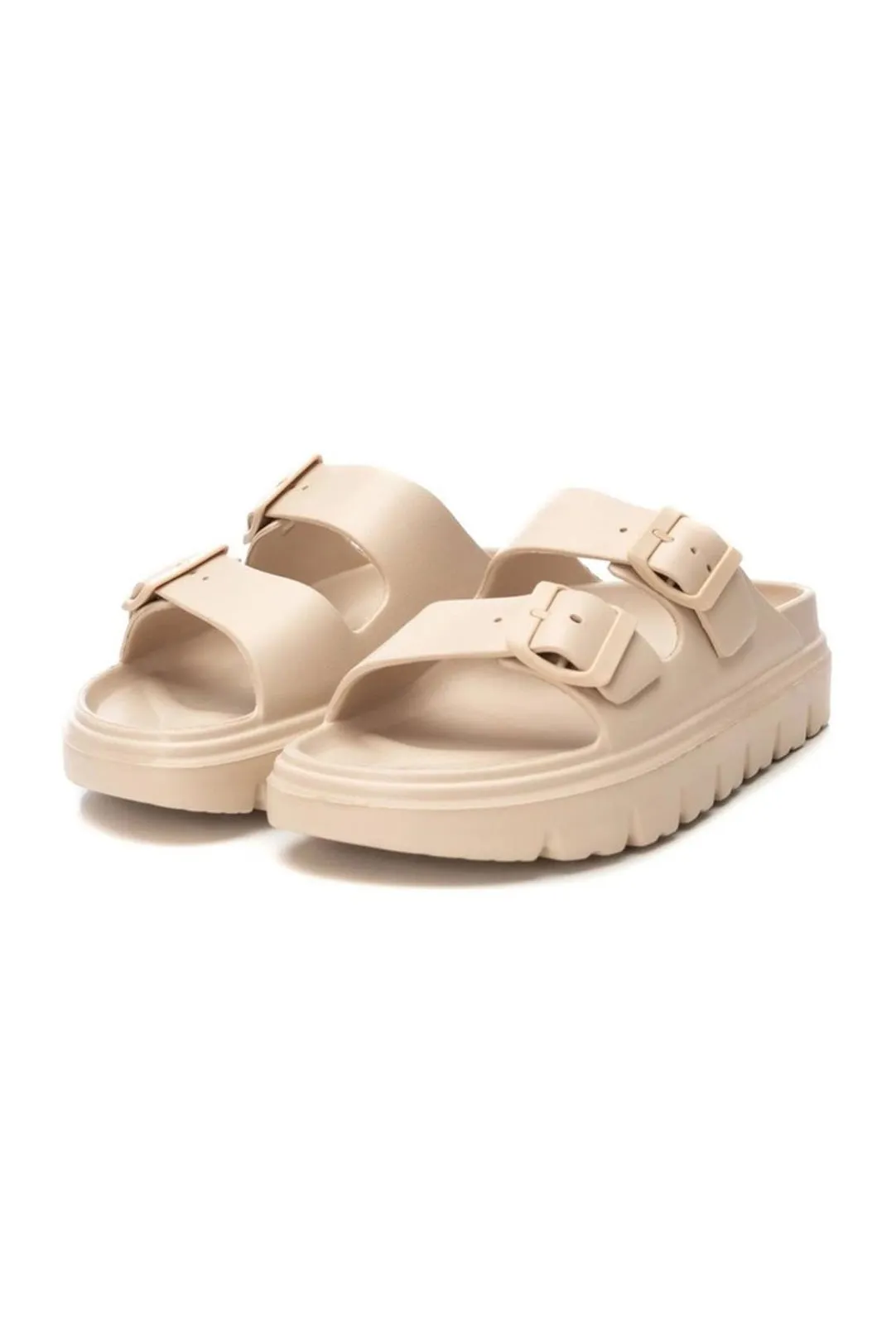 SANDALIAS HEBILLAS MUJER BEIGE