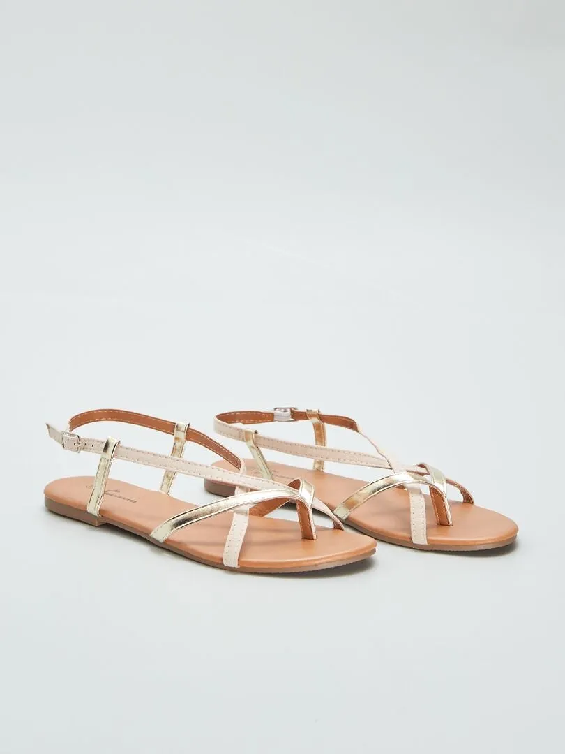 SANDALIAS PLANAS CRUZADAS  BEIGE