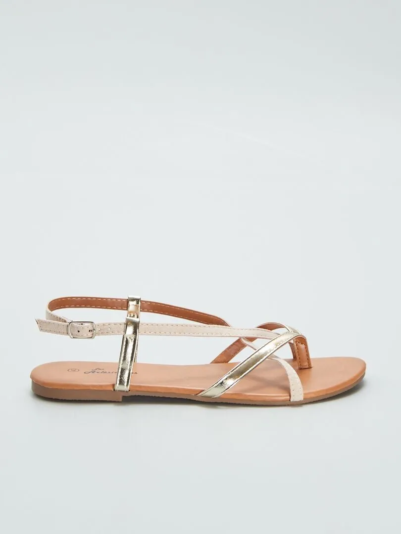 SANDALIAS PLANAS CRUZADAS  BEIGE