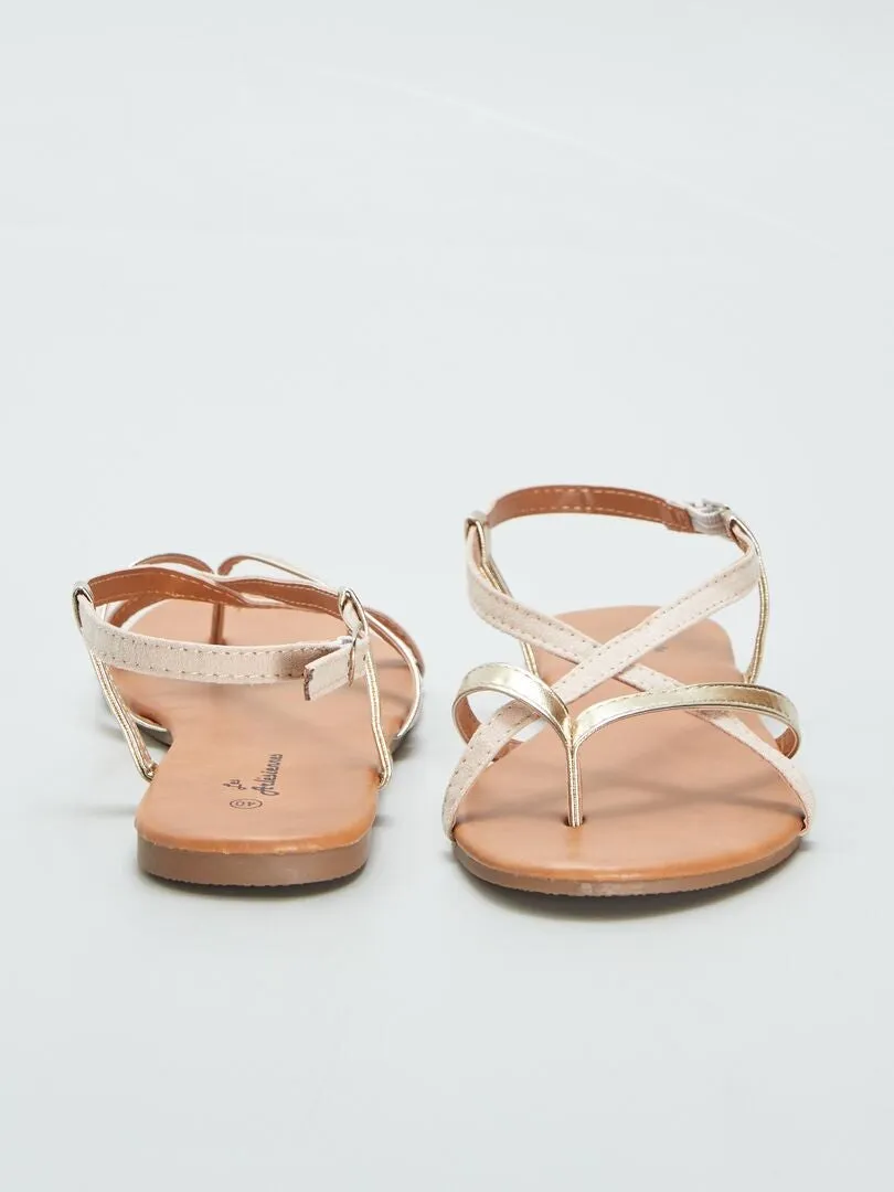 SANDALIAS PLANAS CRUZADAS  BEIGE