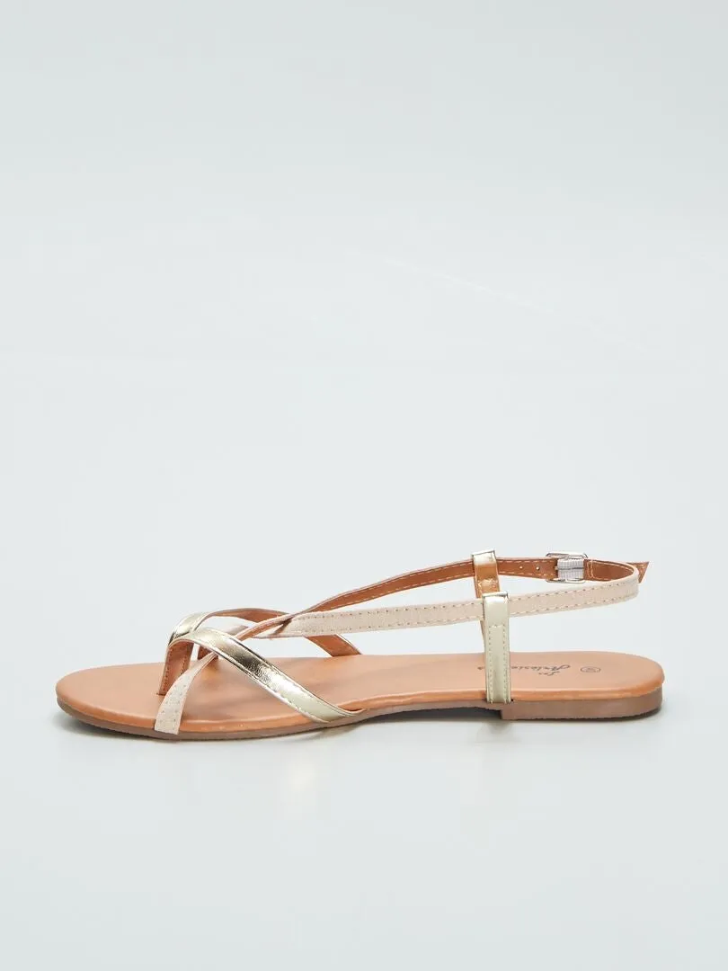 SANDALIAS PLANAS CRUZADAS  BEIGE