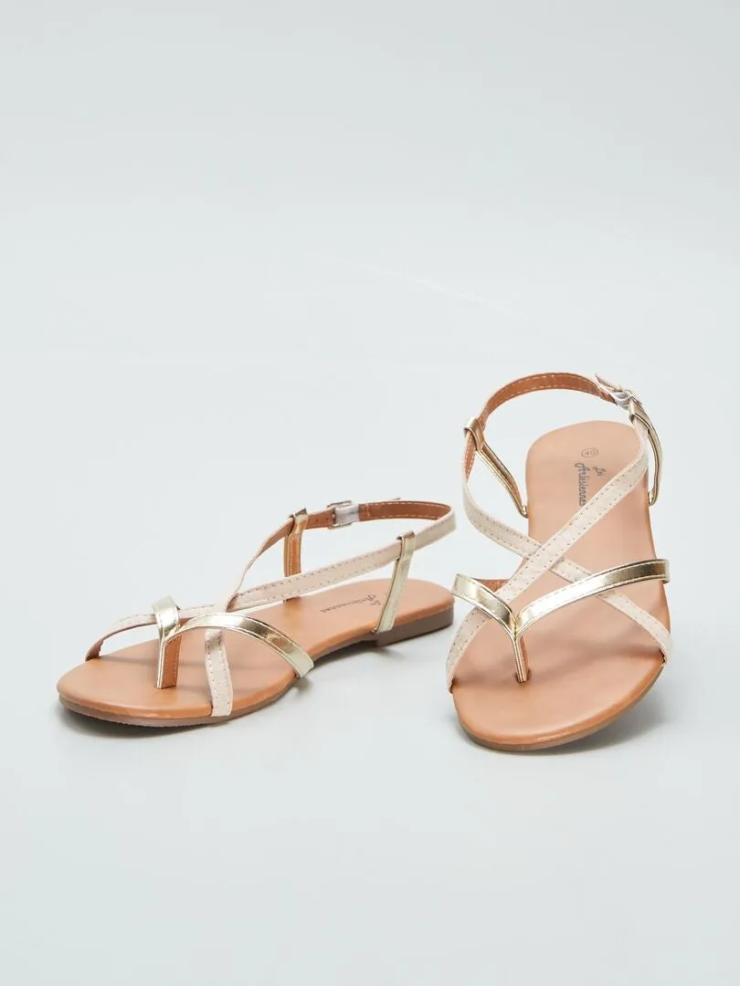 SANDALIAS PLANAS CRUZADAS  BEIGE