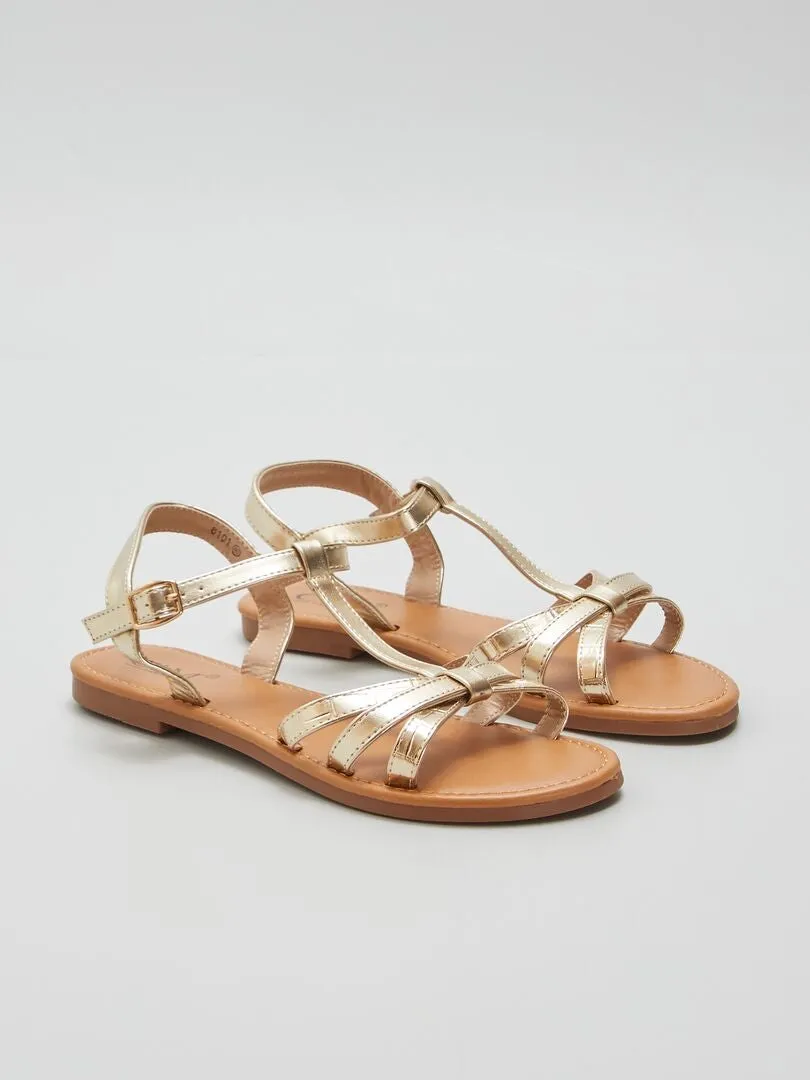 SANDALIAS PLANAS DORADAS  BEIGE