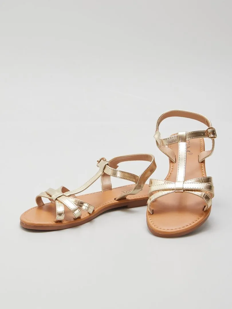SANDALIAS PLANAS DORADAS  BEIGE
