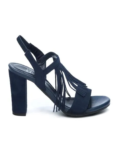 sandalias plumers tacon flecos azul