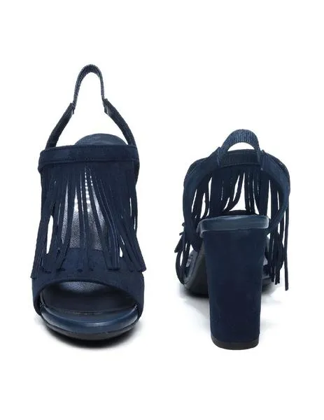 sandalias plumers tacon flecos azul