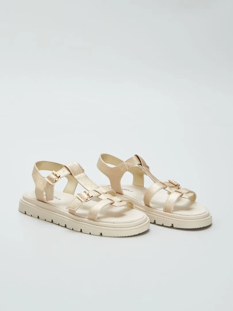 SANDALIAS SINTéTICAS DORADAS  BEIGE