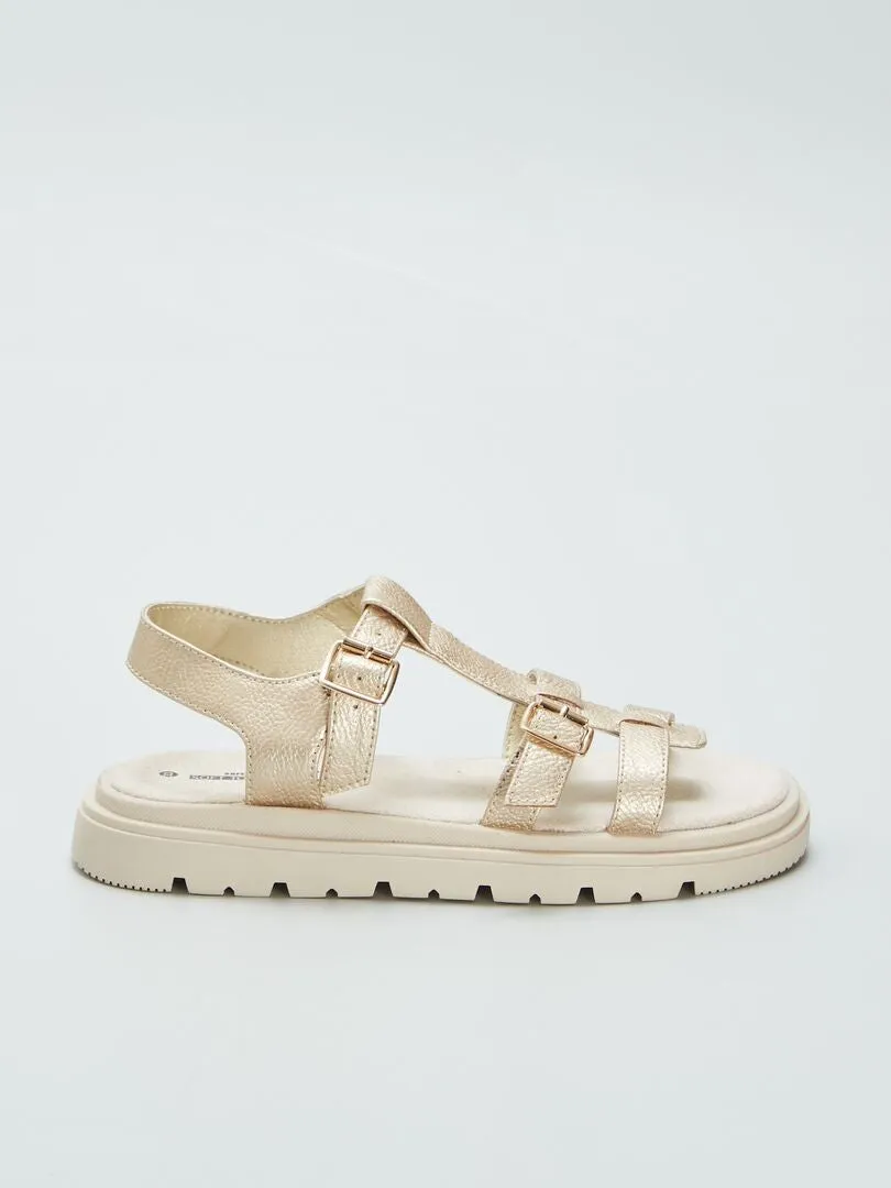 SANDALIAS SINTéTICAS DORADAS  BEIGE