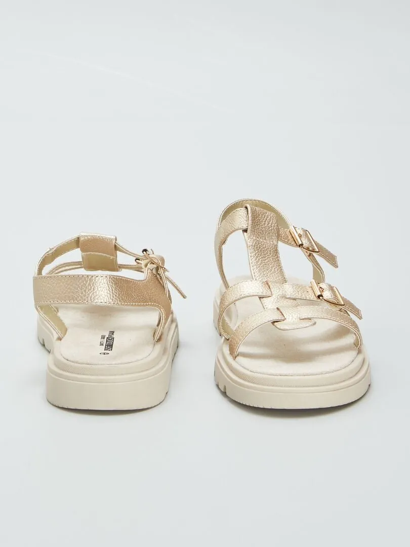 SANDALIAS SINTéTICAS DORADAS  BEIGE
