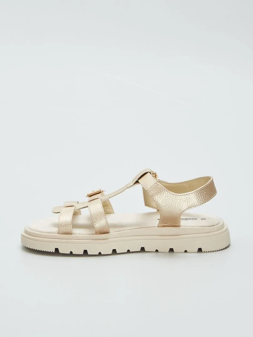 SANDALIAS SINTéTICAS DORADAS  BEIGE