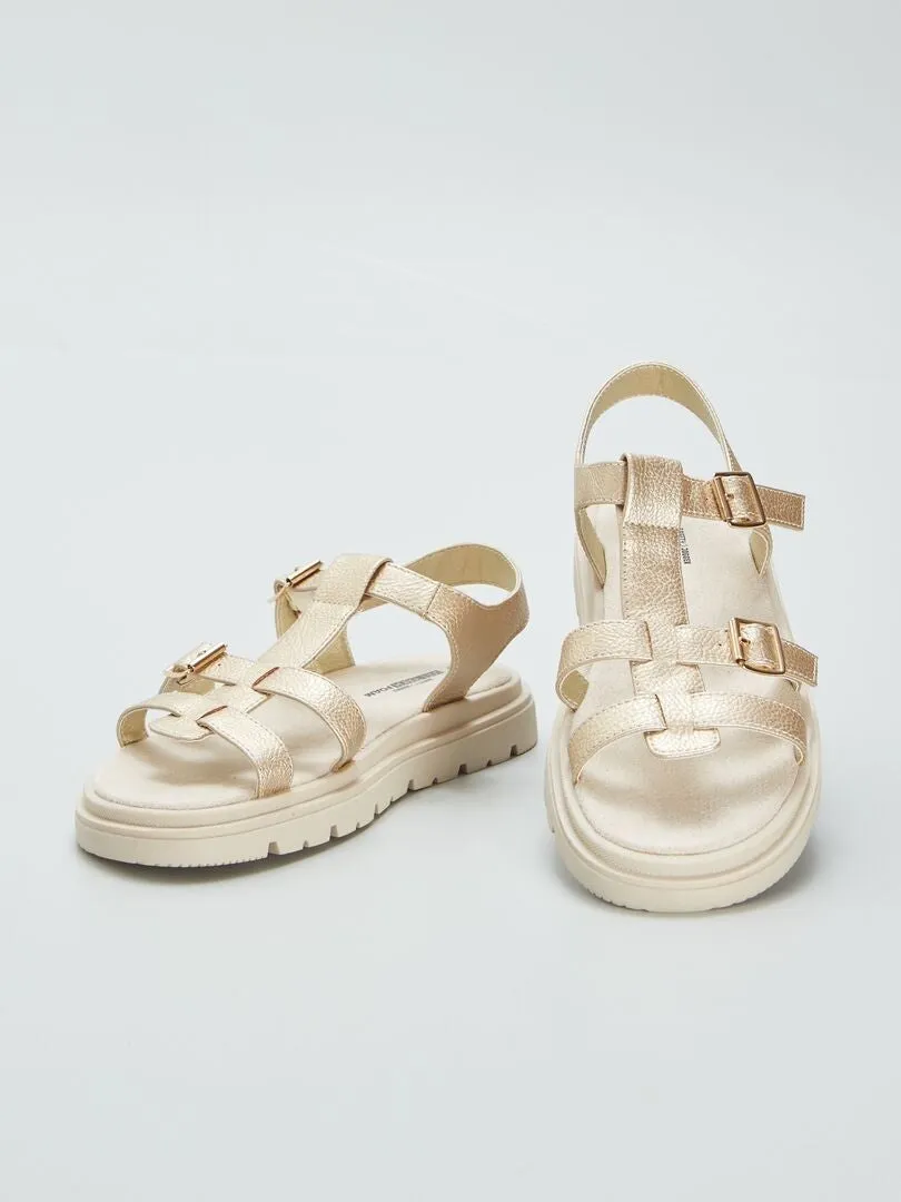 SANDALIAS SINTéTICAS DORADAS  BEIGE