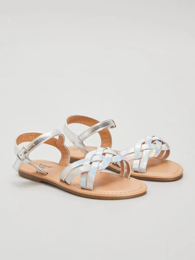 SANDALIAS TRENZADAS HOLOGRáFICAS  BEIGE