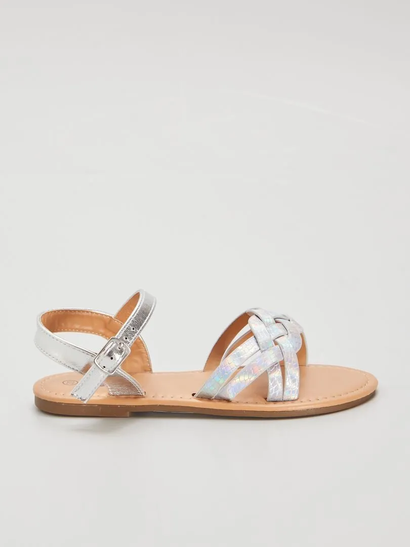 SANDALIAS TRENZADAS HOLOGRáFICAS  BEIGE
