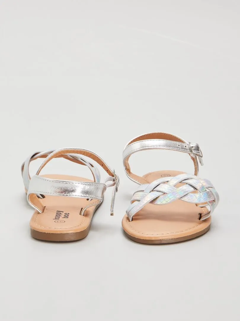 SANDALIAS TRENZADAS HOLOGRáFICAS  BEIGE