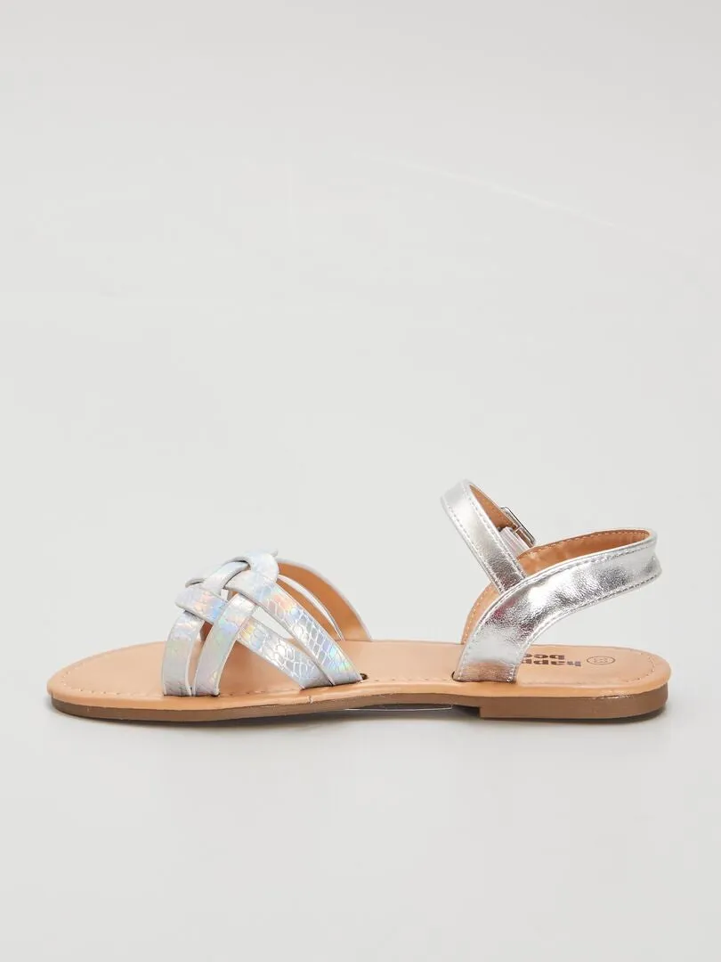 SANDALIAS TRENZADAS HOLOGRáFICAS  BEIGE