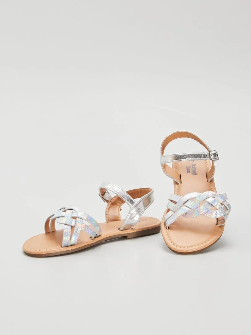 SANDALIAS TRENZADAS HOLOGRáFICAS  BEIGE