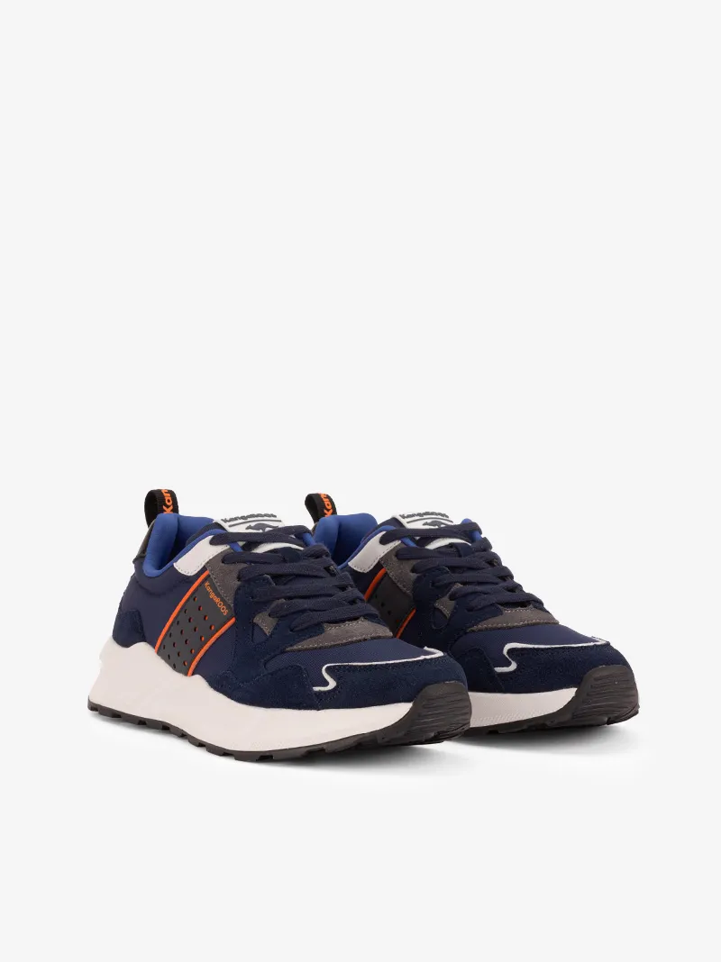 SAPATILHA KANGAROOS EM PELE ACAMURÇADA COMBINADA COM NYLON DE ATACADOR COM SOLA ESTILO RUNNING
